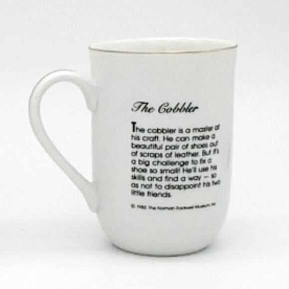 Vintage Norman Rockwell Mug The Cobbler Gold-Gilded 1982 New in Box Collectible - Picture 3 of 7